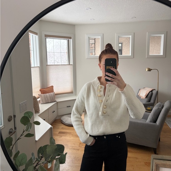 Sezane Sweaters - Sezane Lucas Cream Button-Up Sweater sz Small